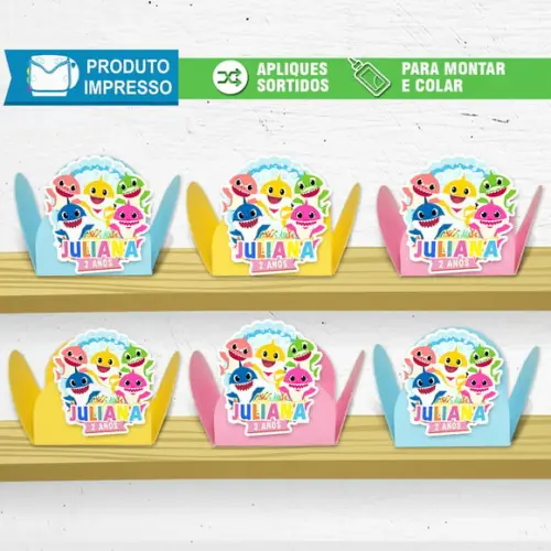 Forminha Personalizada Doces Baby Shark