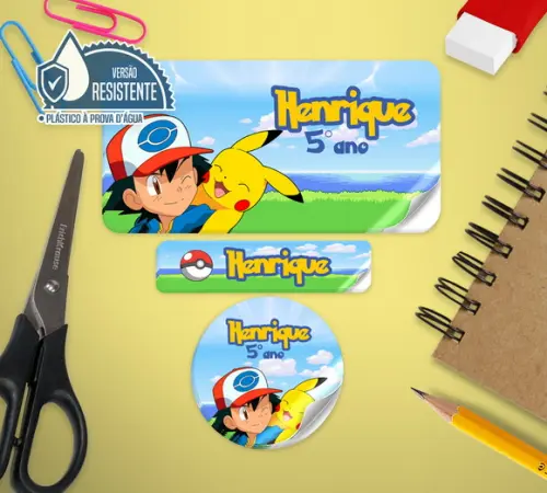 Kit Adesivos Escolares Pokemon 120 Unid Plástico