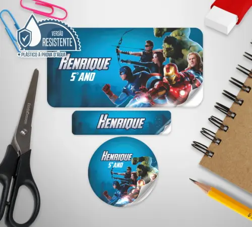Kit Etiquetas Escolares Vingadores 120unid Vinil