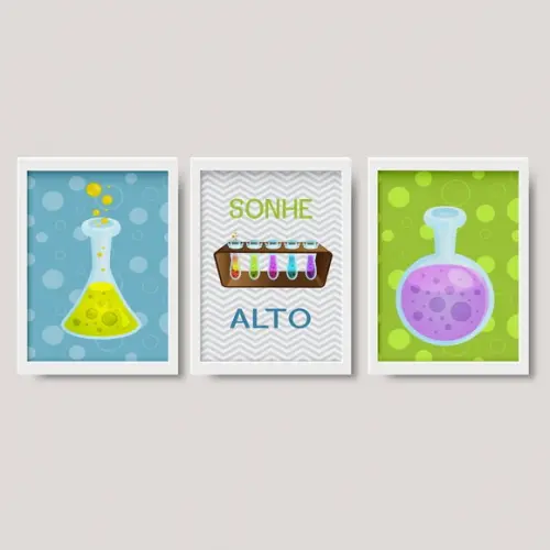 Kit 3 Quadros Cientista Baby