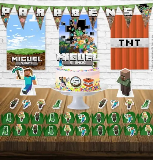Kit Festa Pronta Minecraft - P