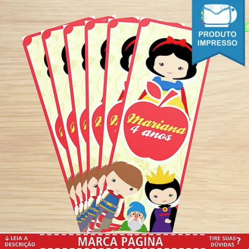 Marca Página Branca de Neve Cute