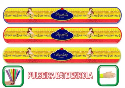 Pulseira Bate Enrola Personalizada a Bela e a Fera Mod01