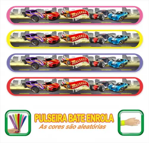 Pulseira Bate Enrola Personalizada a Hot Wheels - Mod 01