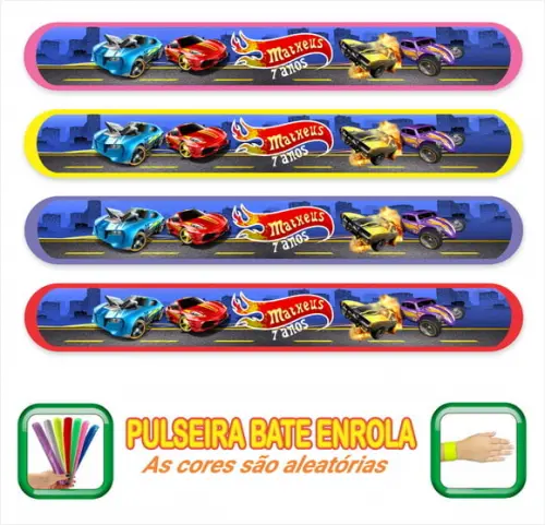Pulseira Bate Enrola Personalizada a Hot Wheels Azul