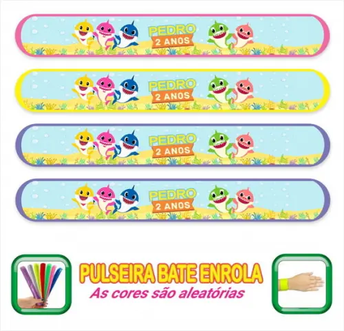 Pulseira Bate Enrola Personalizada Baby Shark - Mod 01