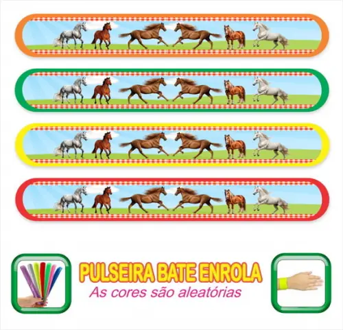 Pulseira Bate Enrola Personalizada Cavalo - Mod 01