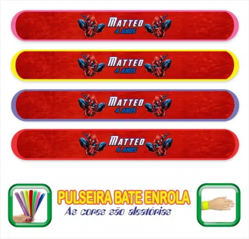 Pulseira Bate Enrola Personalizada Homem Aranha D1