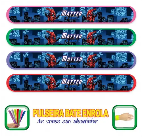 Pulseira Bate Enrola Personalizada Homem Aranha D2