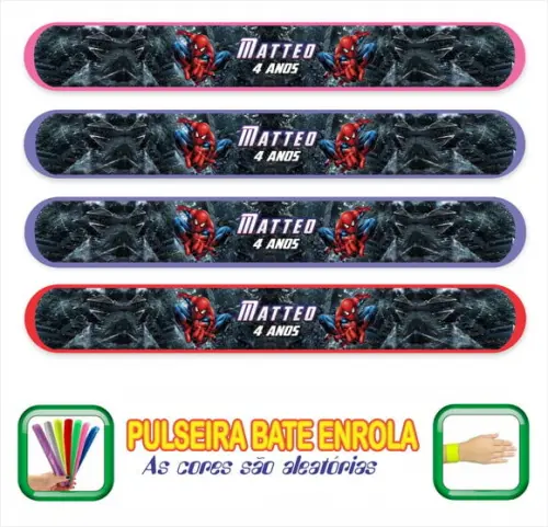 Pulseira Bate Enrola Personalizada Homem Aranha D3