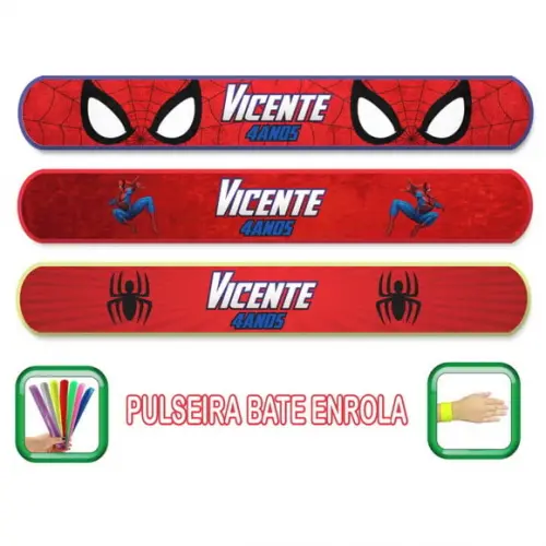 Pulseira Bate Enrola Personalizada Homem Aranha Mod02