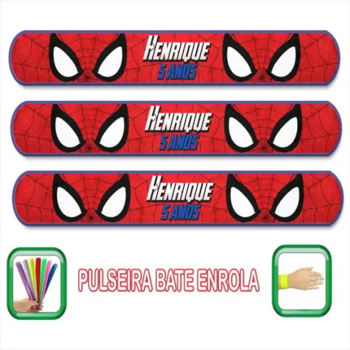 Pulseira Bate Enrola Personalizada Homem Aranha Mod01