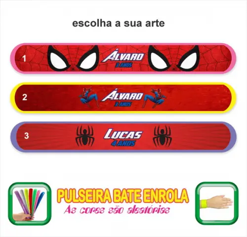 Pulseira Bate Enrola Personalizada Homem Aranha Mod02