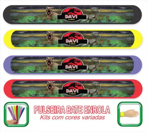 Pulseira Bate Enrola Personalizada Jurassic Park Mod01