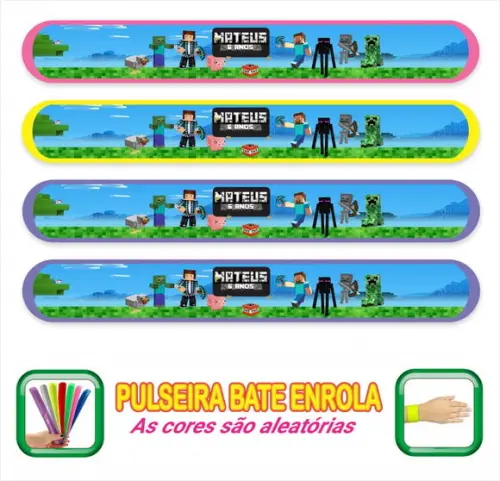 Pulseira Bate Enrola Personalizada Minecraft Mod-01
