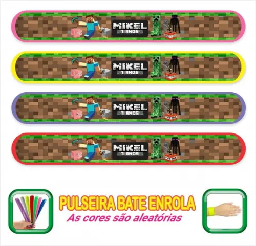 Pulseira Bate Enrola Personalizada Minecraft Mod-02