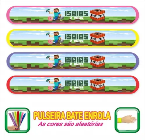 Pulseira Bate Enrola Personalizada Minecraft Mod-03