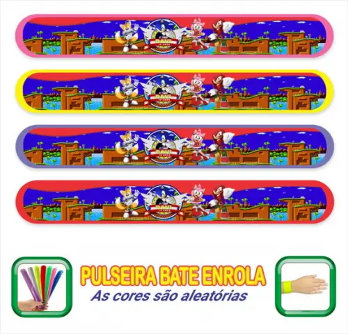 Pulseira Bate Enrola Personalizada Sonic Mod03