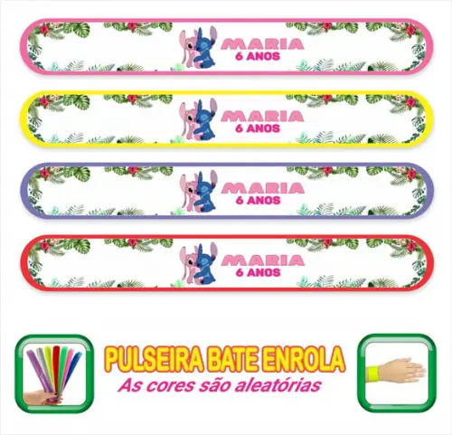Pulseira Bate Enrola Personalizada Stick e Angel Mod01