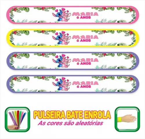 Pulseira Bate Enrola Personalizada Stick e Angel Mod02