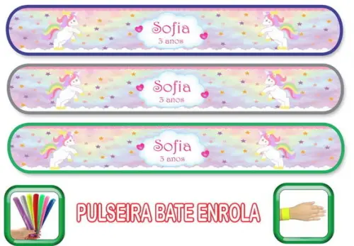 Pulseira Bate Enrola Personalizada Unicornio 02