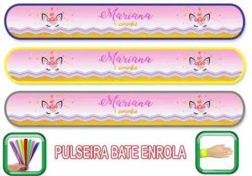 Pulseira Bate Enrola Personalizada Unicórnio Mod06