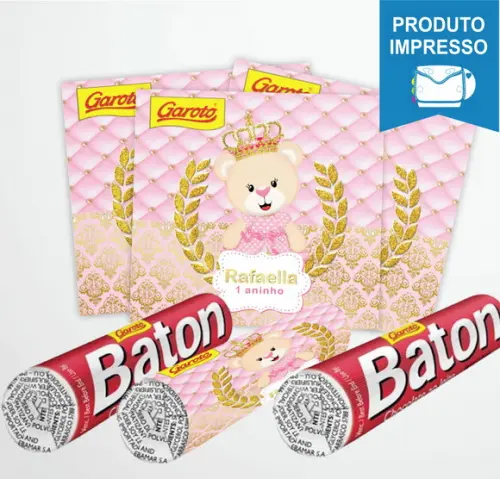 Rótulo Adesivo Baton Ursinha Princesa