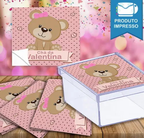 Rótulo Adesivo Caixa Ursinha Princesa