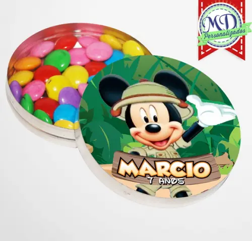 Rótulo Adesivo Latinha Mickey Safari