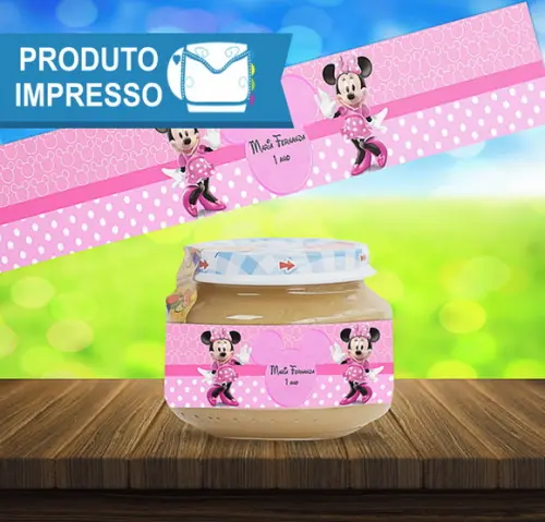 Rótulo Adesivo Papinha Minnie Rosa