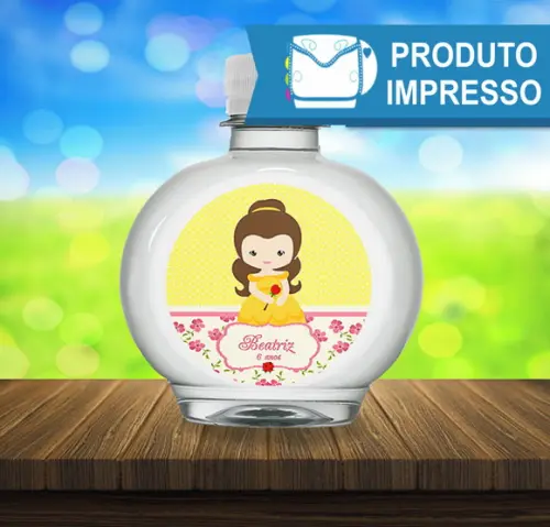 Rótulo Adesivo para Água Ouro Fino Bela e a Fera Cute