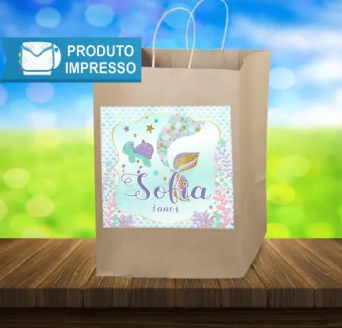 Rótulo Adesivo Sacola Sereia