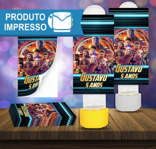 Rótulo Adesivo Tubete Heróis Vingadores Guerra Infinita