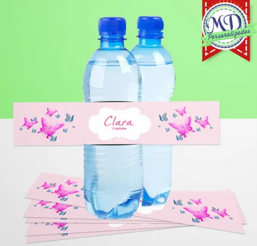 Rótulo Água 500ml Borboletas