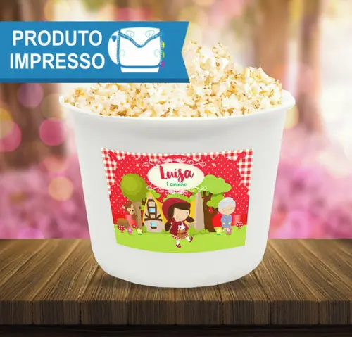 Rótulo Balde de Pipoca Chapeuzinho Vermelho
