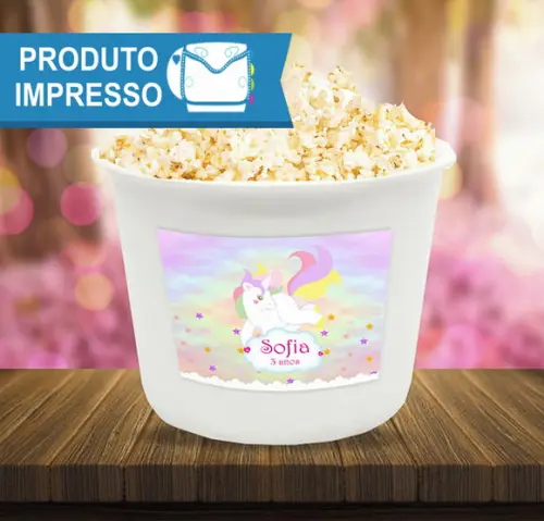 Rótulo Balde de Pipoca Unicórnio