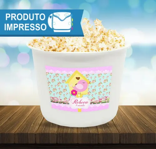 Rótulo Balde de Pipoca Passarinhos