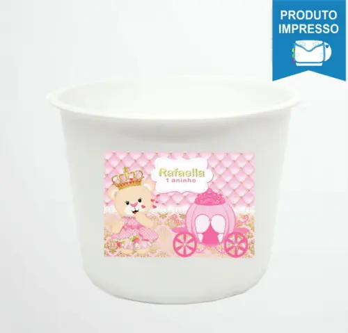 Rótulo Balde Pipoca Ursinha Princesa