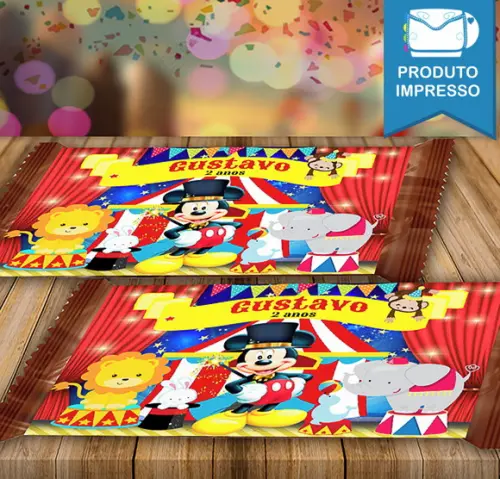 Rotulo Barra de Chocolate Mickey Circo