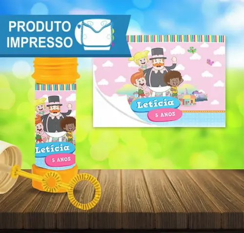 Rótulo Bolha de Sabão Mundo Bita e as Crianças Rosa