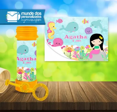 Rótulo para Bolha de Sabão da Sereia Cute