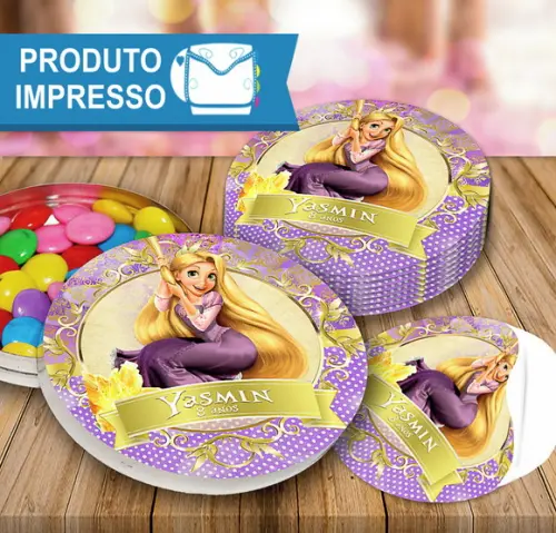Rótulo Redondo Latinha Rapunzel (Enrolados)