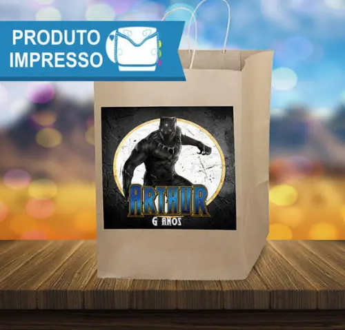 Rótulo Sacola Kraft Pantera Negra