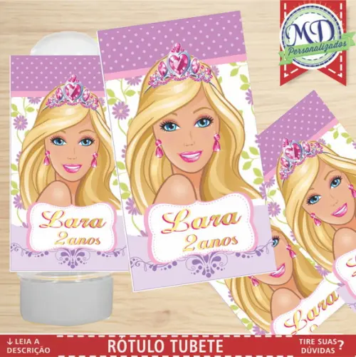 Rótulo Tubete Barbie Retangular