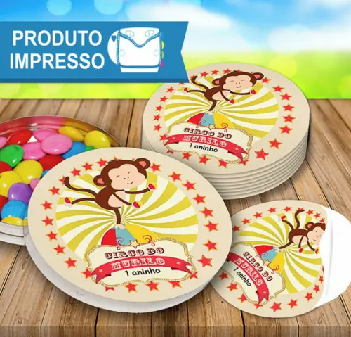 Rotulos Adesivos Redondos Latinha Circo