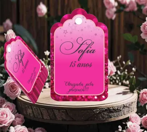Tag Agradecimento 15 Anos Rosa Pink 01