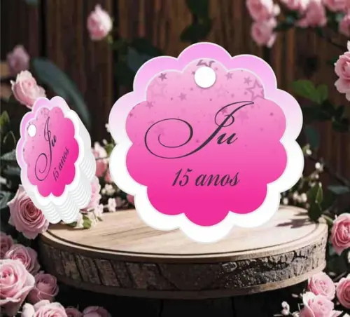 Tag Agradecimento 15 Anos Rosa Pink 02