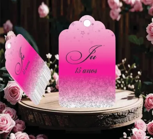 Tag Agradecimento 15 Anos Rosa Pink 03