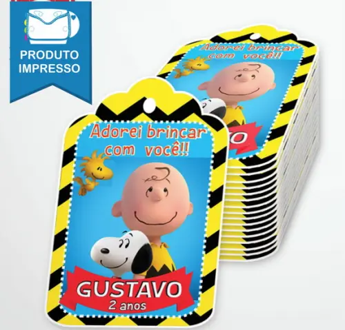 Tag de Agradecimento Snoopy Retangular