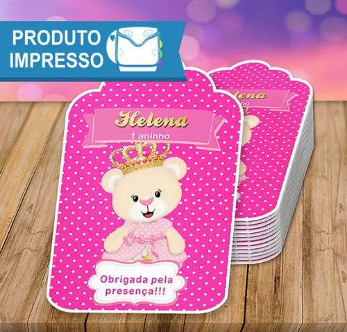 Tag de Agradecimento Ursinha Princesa